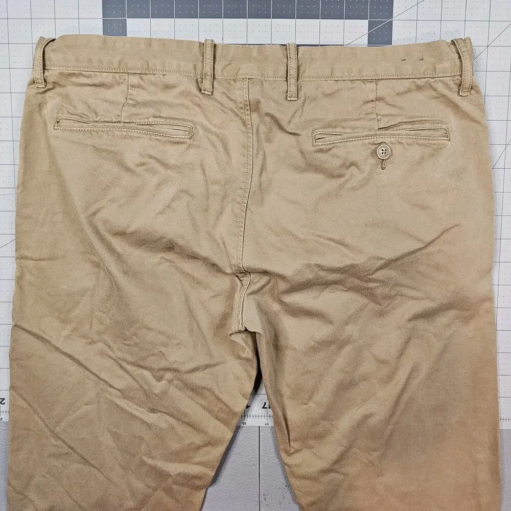 J Crew 484 Pants Mens 36x34 Tan Khaki Broken In Chino Slim Preppy Academia Read